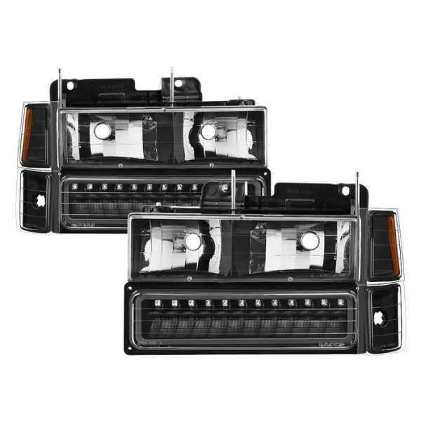 Xtune Headlights Chevy Tahoe (92-99) [w  Corner LED Bumper Headlights ] Black   Chrome   Smoke Sale