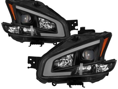 Xtune Projector Headlights Nissan Maxima (09-14) [w  LED Light Bar - Halogen Model Only] Black   Black Smoke   Chrome w  Amber Turn Signal Lights For Cheap