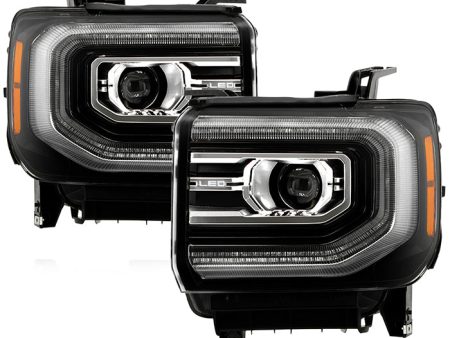 Xtune Projector Headlights GMC Sierra (2014-2018) [w  LED DRL Bar] Black Online Sale